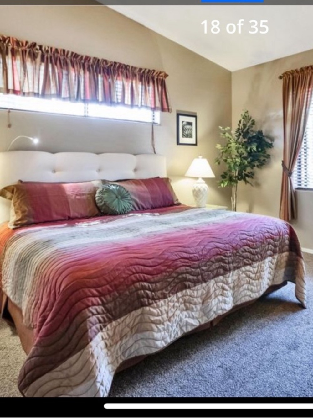 Reversible Ombre Quilted Bedspread in Burgundy, Taupe & Cream